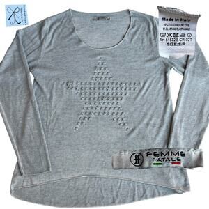 femme fatale Star 3D Stars Thin Hi-Lo Knit Top Sz S